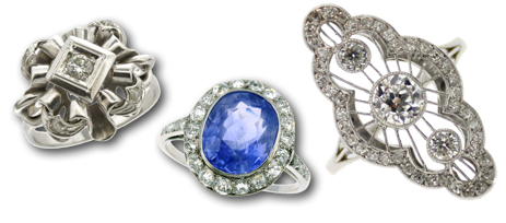 18ct white gold Victorian Rings